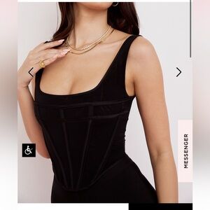 House of CB Mabel Mesh Black Corset Top